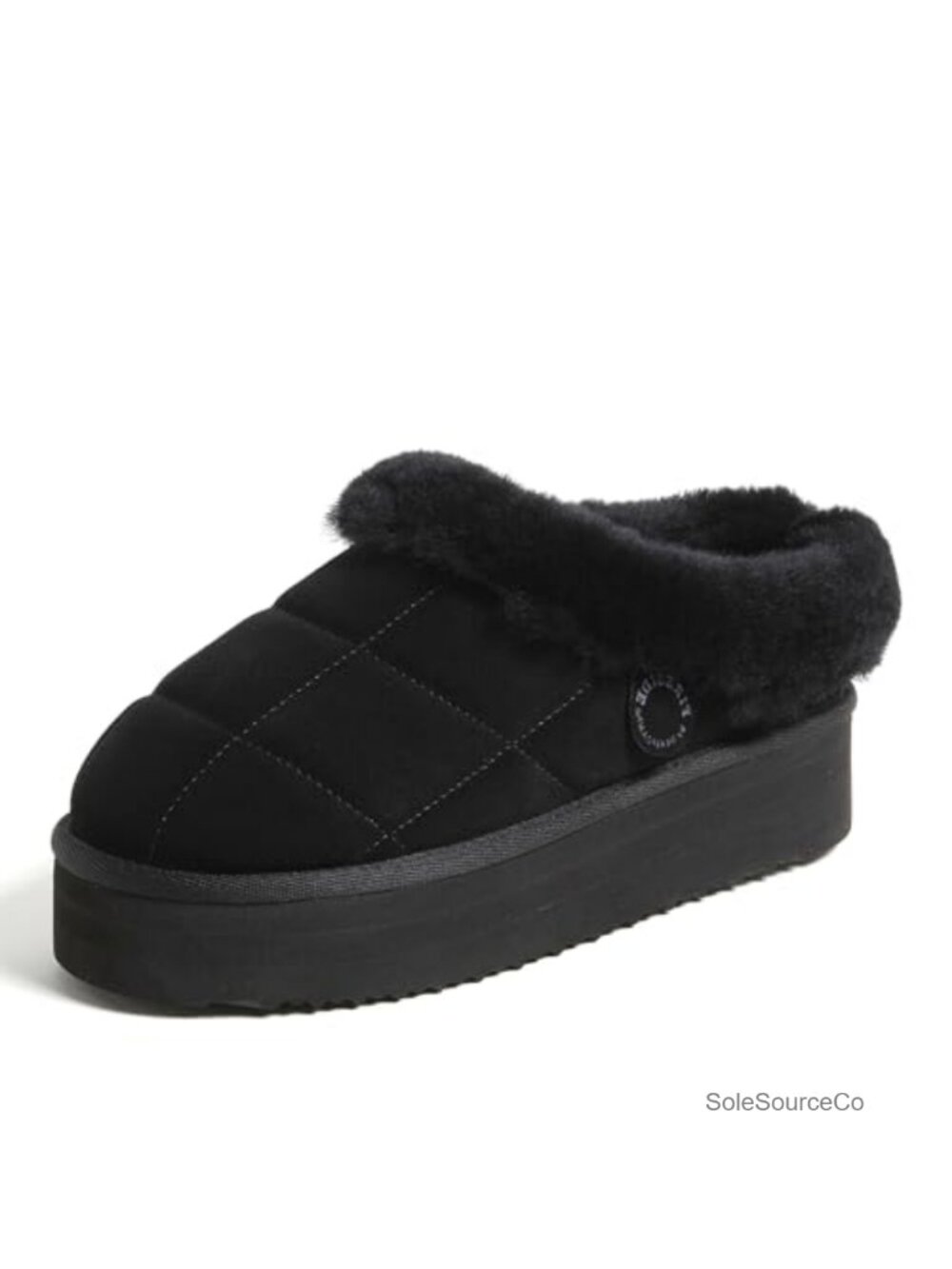 Genuine Shearling Lined Platform Slipper Clogs Women's Indoor Outdoor